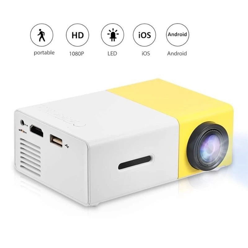 Mini Projetor Portátil LED 1080p - 600 Lumens, HDMI, Modelo YG300 - Envio Imediato